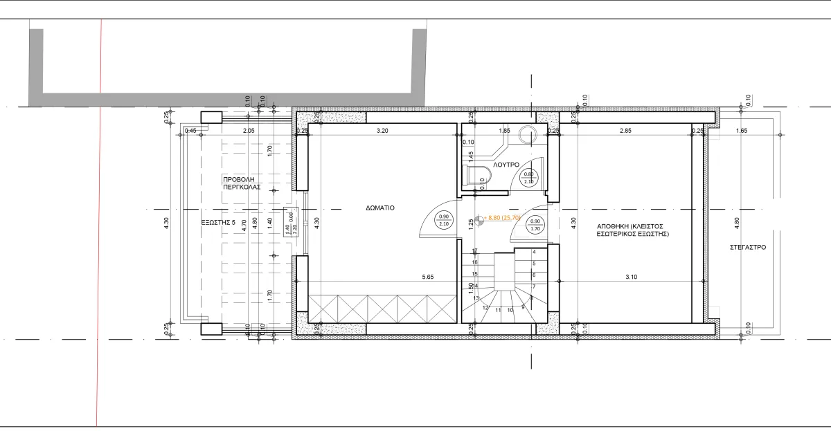 План верхнего уровня — мезонет с мансардой 75,1 м², Неа Калликратия