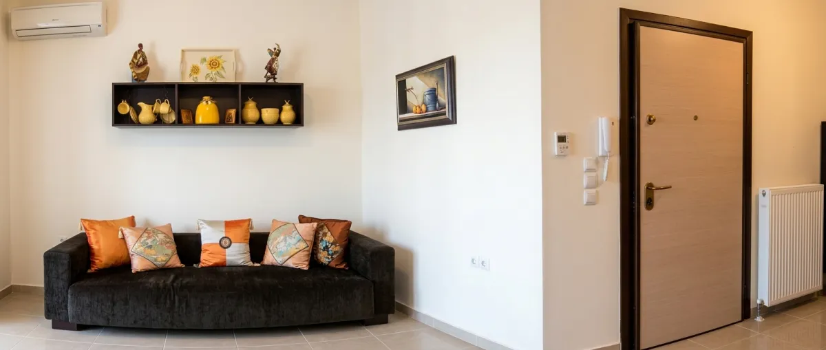 Гостиная с диваном — квартира 67,94 м², Неа Калликратия